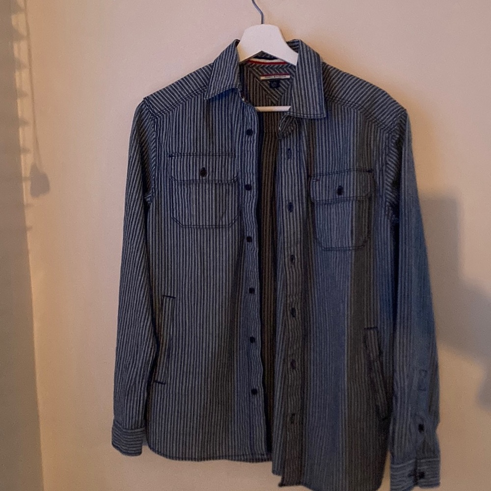 Tommy Hilfiger blue and white, button down.
